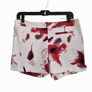Dalia Floral Print Shorts NWT Size 6 White Red Pink Modern Fit Summer
